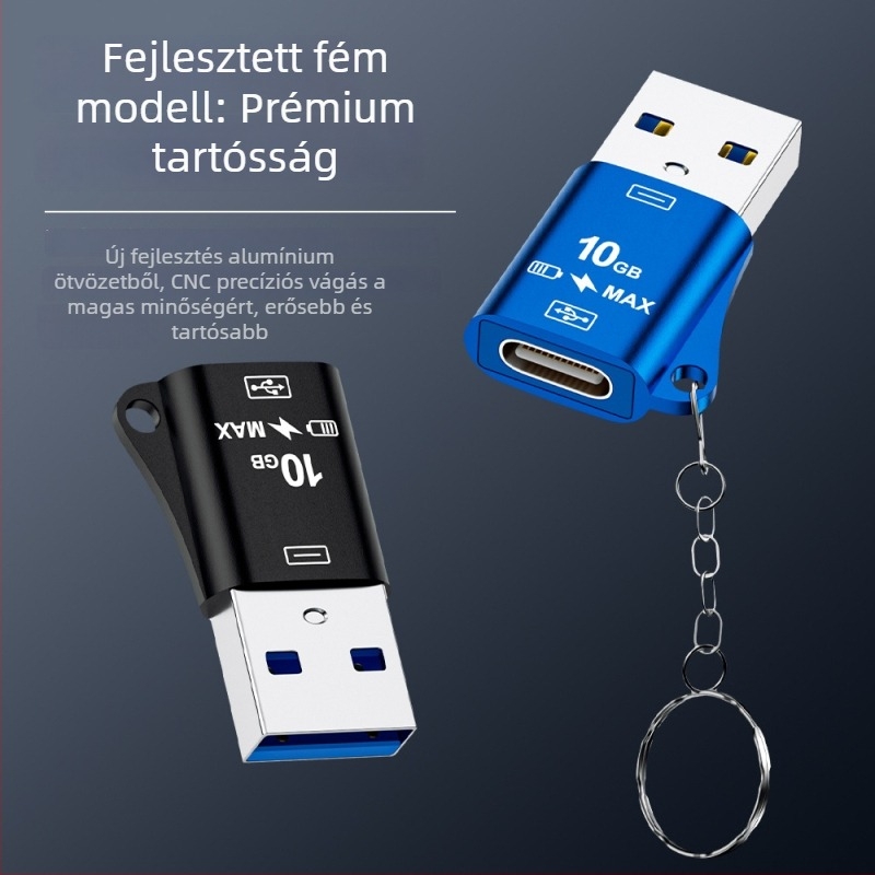 USB 3.1 USB-A to USB-C OTG adapter, Gen 2 Type-C, modell 325, kompatibilis Huawei, Xiaomi, Apple, OPPO
