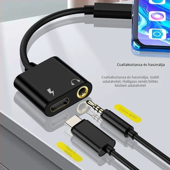 Type-C 3,5 mm fejhallgató-adapter Huawei és Xiaomi készülékekhez