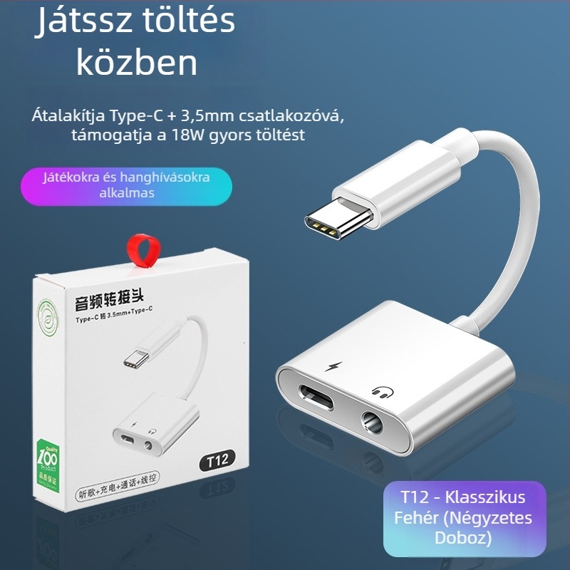 Type-C 3,5 mm fejhallgató-adapter Huawei és Xiaomi készülékekhez