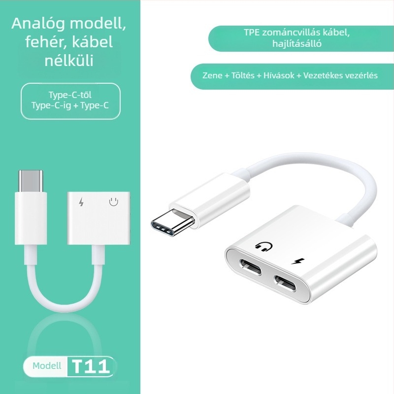 Type-C 3,5 mm fejhallgató-adapter Huawei és Xiaomi készülékekhez