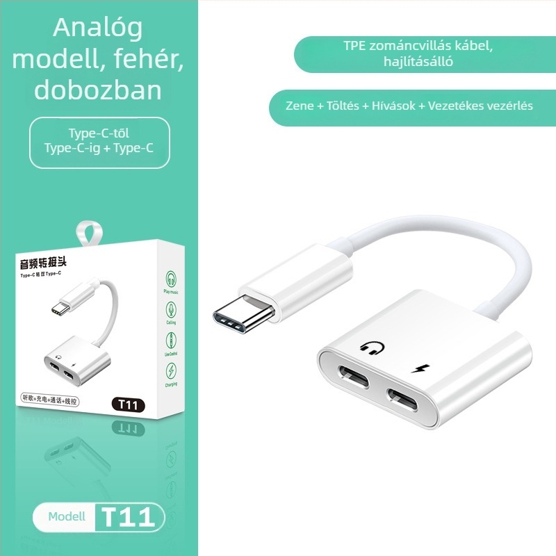 Type-C 3,5 mm fejhallgató-adapter Huawei és Xiaomi készülékekhez
