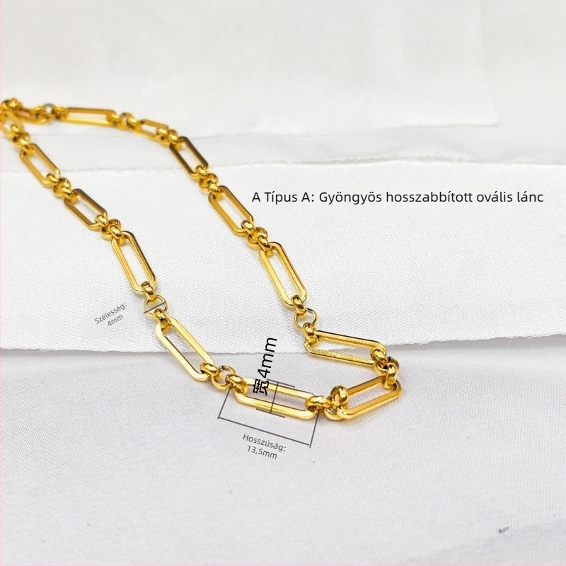 Square Jewelry rozsdamentes acél ovális virágos lánc, elektroplatált, DIY ékszerekhez – nyaklánc és karkötő