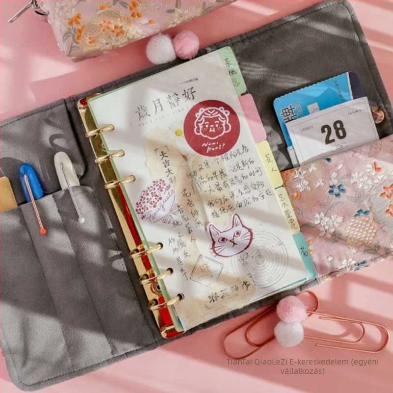 Notesz – kézzel készített, textilborítású; kötés binder; papír 40 g/m², nyers fa pulpából; retro japán stílus