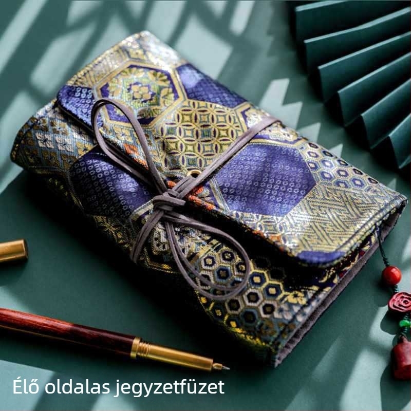 Notesz – kézzel készített, textilborítású; kötés binder; papír 40 g/m², nyers fa pulpából; retro japán stílus