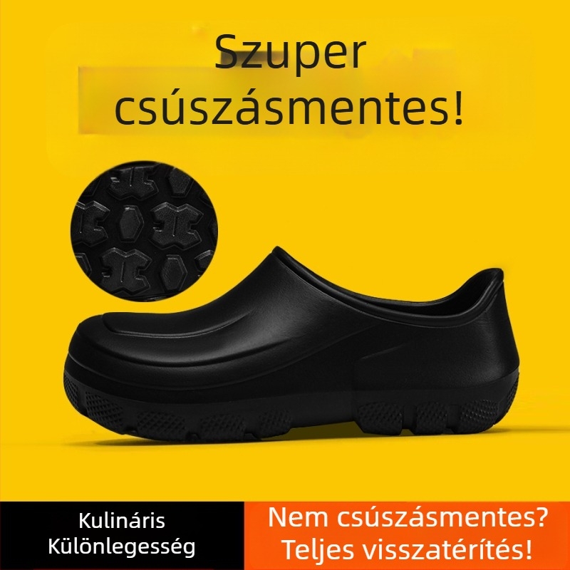 Férfi szakács papucsok konyhai munkához – EVA felső rész, EVA talp, injekciós talp technológia, Baotou zárás