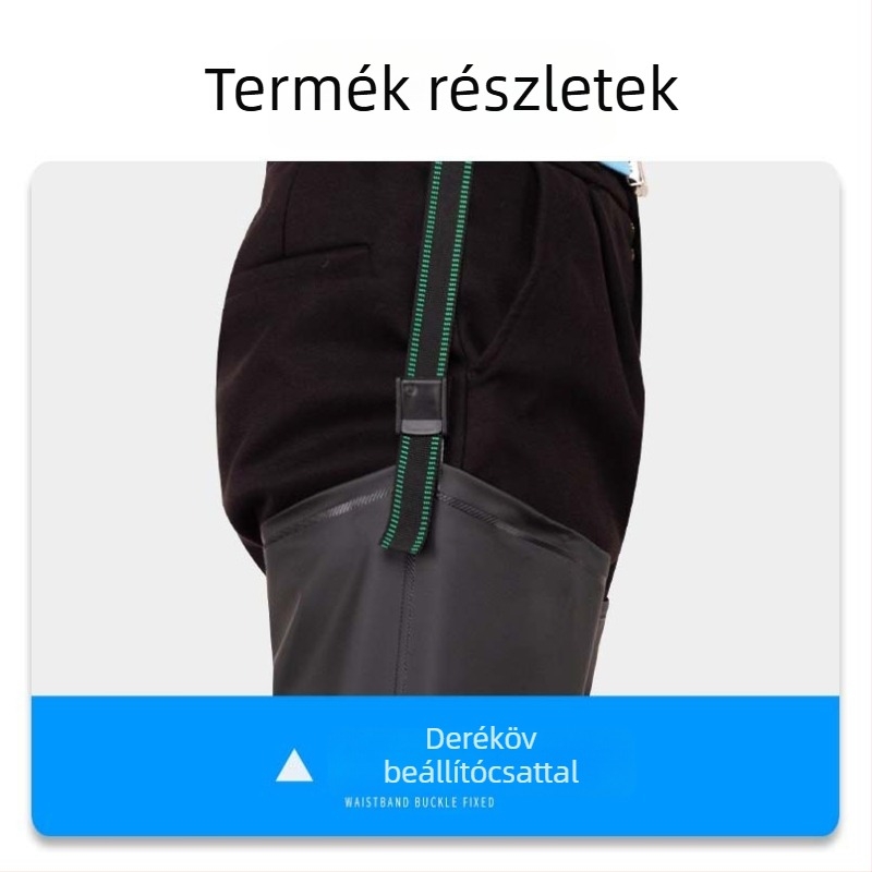 Uniszex rizstermelésre szolgáló csizma, térd feletti, PVC felső rész, PU talp, négy évszakos, injektált öntött talp