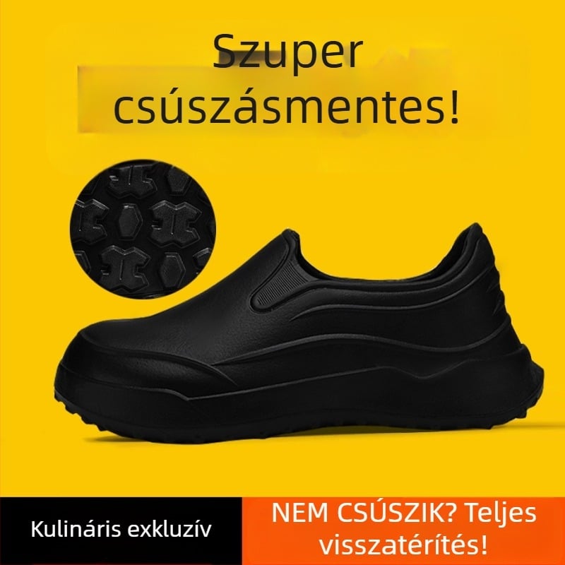 Férfi szakács cipő konyhára, tavasz 2025: vízálló, csúszásmentes, szagtalan, EVA felsőrész és talp, injektált talp
