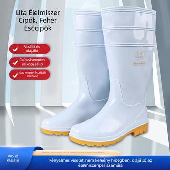 Élelmiszeripari esőcsizmák – magas cső, PVC felsőrész, csúszásmentes talp, vízálló, olaj- és sav- és lúgálló, uniszex