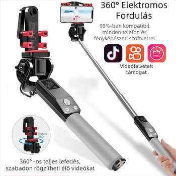 Bluetooth vezeték nélküli 360°-os elektromos forgású panorámás selfie bot, rozsdamentes acélból