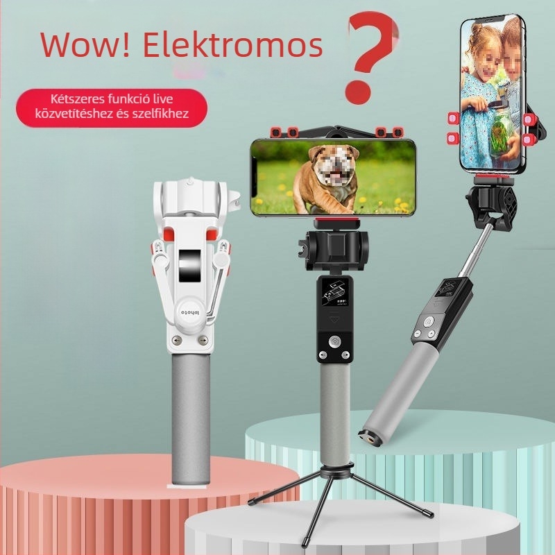 Bluetooth vezeték nélküli 360°-os elektromos forgású panorámás selfie bot, rozsdamentes acélból