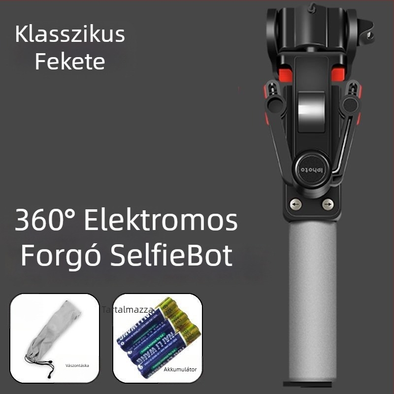 Bluetooth vezeték nélküli 360°-os elektromos forgású panorámás selfie bot, rozsdamentes acélból