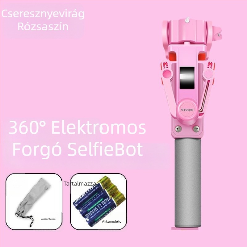 Bluetooth vezeték nélküli 360°-os elektromos forgású panorámás selfie bot, rozsdamentes acélból