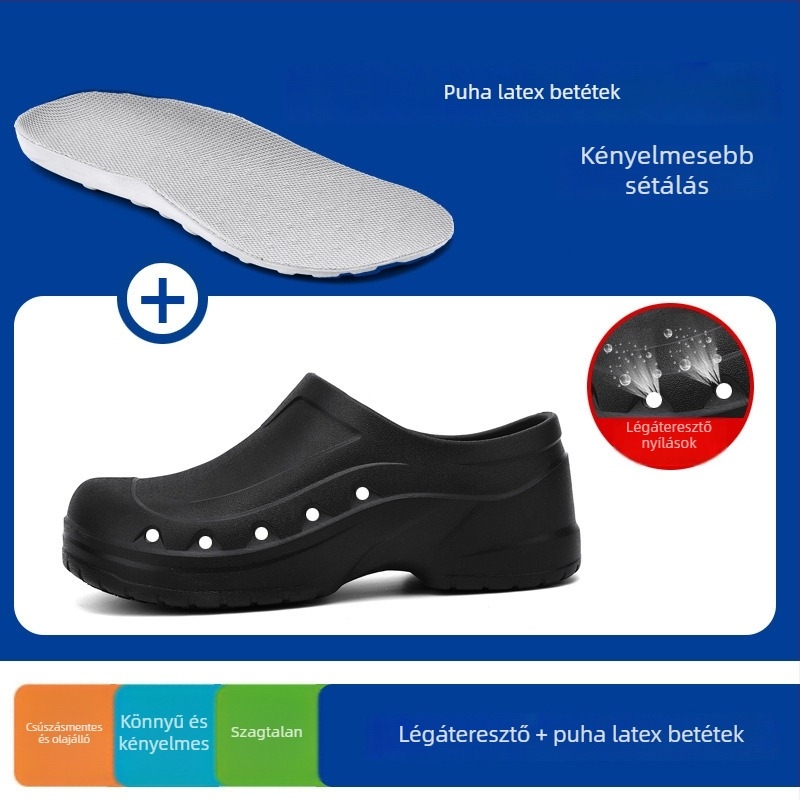 Konyhai csúszásmentes cipő, uniszex, vízálló, olaj- és szennyeződésálló EVA felsőrész és EVA talp, modell S175
