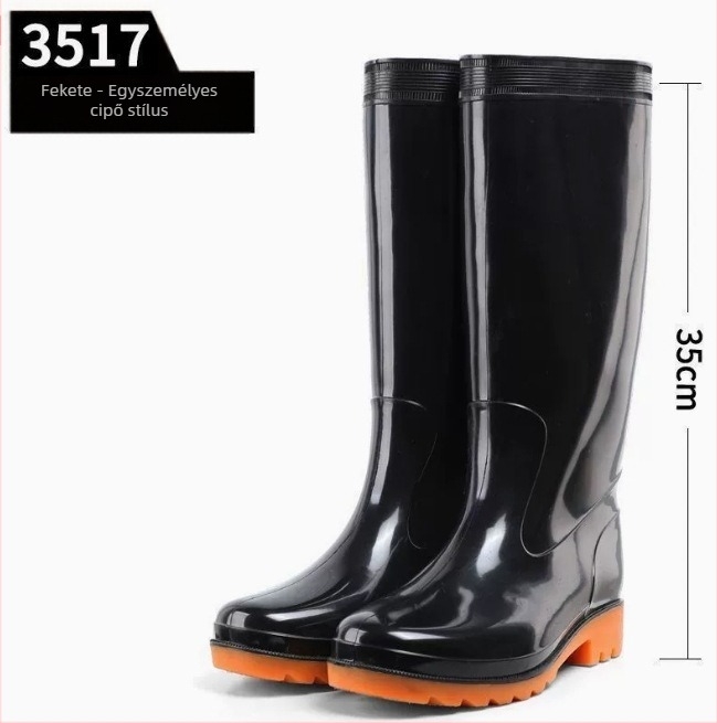 PVC munkás esőcsizmák, magas szár, csúszásmentes és vízálló, hálós bélés