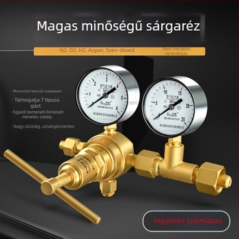 YQD-370 magasnyomású nitrogén szabályozó, teljes réz test, menetes csatlakozás, mérési tartomány 2-4/6