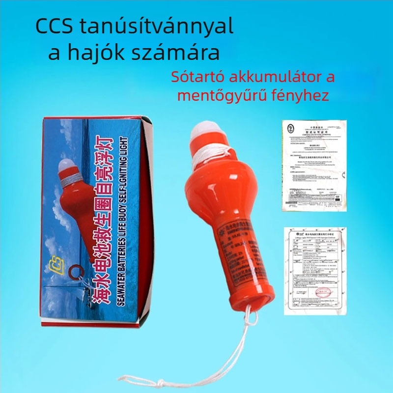 Tengeri életmentő úszógyűrű LED jelzőfénnyel, száraz akkumulátorral működtetve, CCS tanúsítványú, Peehao Accessories