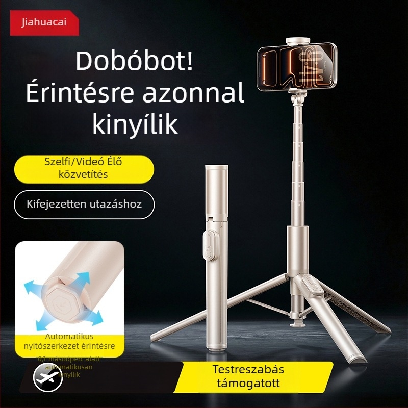 2026-os új modell: Bluetoothos selfie bot, háromlábas állvány zoom távirányítóval, utazásokhoz hordozható telefon tartó
