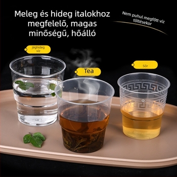 Egyszer használatos PS műanyag poharak, repülőgép-stílusú, kerek alak, kapacitás 30–480 ml, logónyomás elérhető, mikrohullámú sütőhöz nem alkalmas