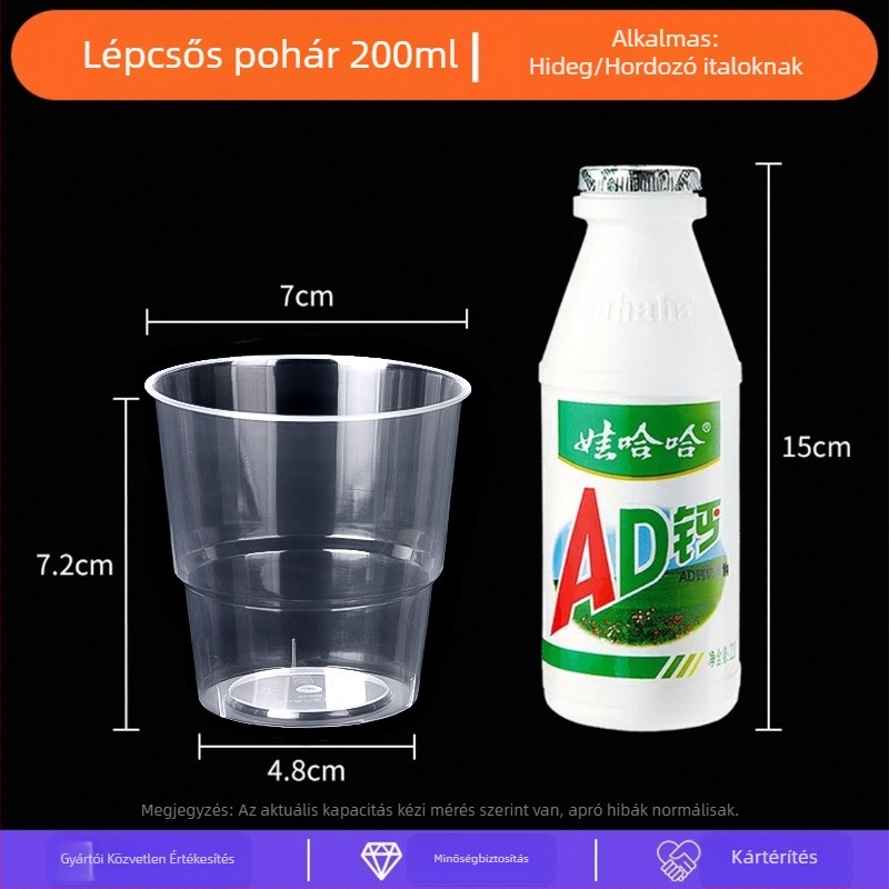 Egyszer használatos PS műanyag poharak, repülőgép-stílusú, kerek alak, kapacitás 30–480 ml, logónyomás elérhető, mikrohullámú sütőhöz nem alkalmas