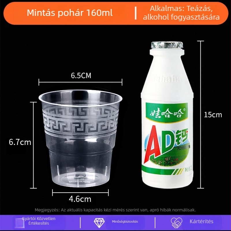 Egyszer használatos PS műanyag poharak, repülőgép-stílusú, kerek alak, kapacitás 30–480 ml, logónyomás elérhető, mikrohullámú sütőhöz nem alkalmas