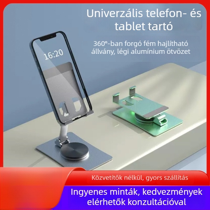 Asztali tartó telefonokhoz és tabletekhez, ötvözet, univerzális, többfunkciós, testreszabási lehetőség