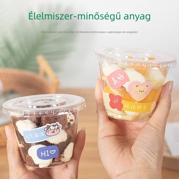 Egyszer használatos U-alakú desszert pohár, átlátszó PET műanyagból, kapacitás 401–500 ml, testreszabható feldolgozás