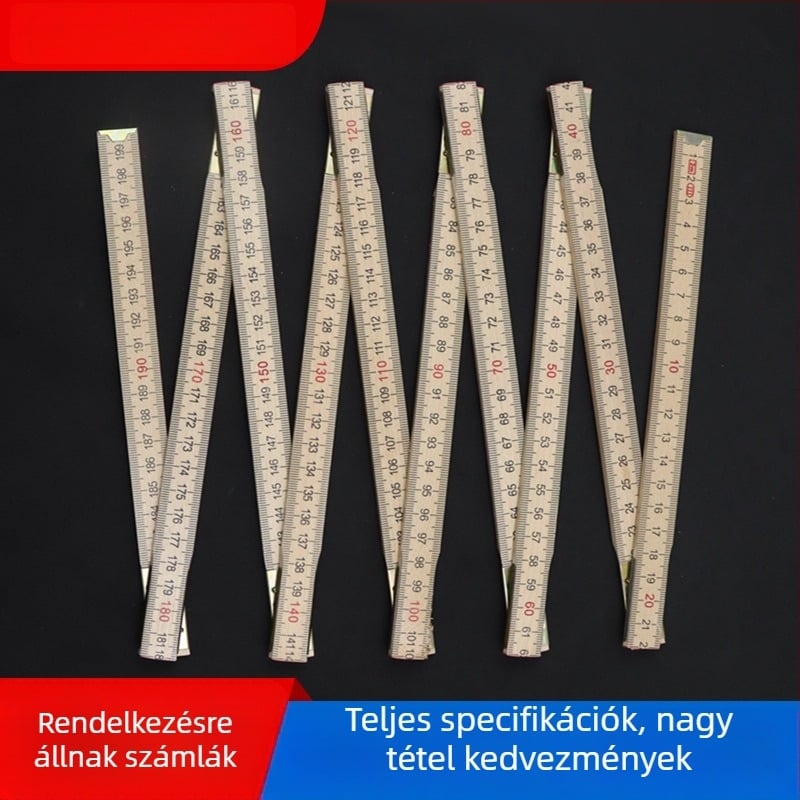 QITE Fa hajtogatható vonalzó, szokatlan alakú, kétoldalas metrikus skála, centiméteres vonalzó, Nettó tömeg 105 g