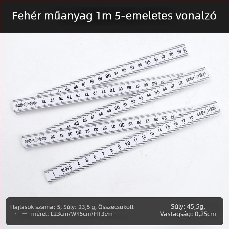 QITE Fa hajtogatható vonalzó, szokatlan alakú, kétoldalas metrikus skála, centiméteres vonalzó, Nettó tömeg 105 g