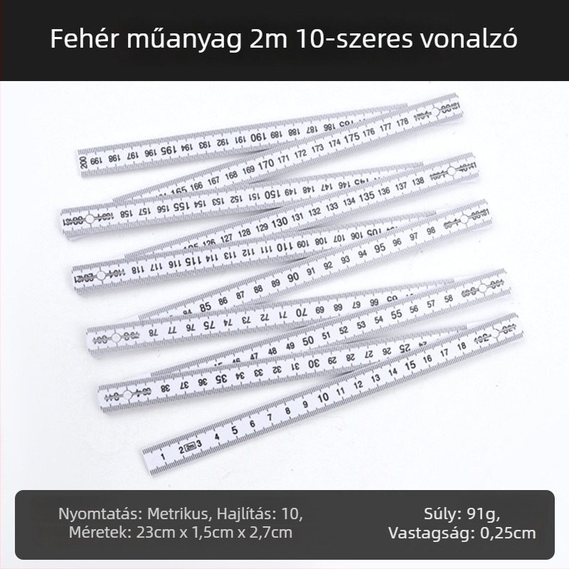 QITE Fa hajtogatható vonalzó, szokatlan alakú, kétoldalas metrikus skála, centiméteres vonalzó, Nettó tömeg 105 g