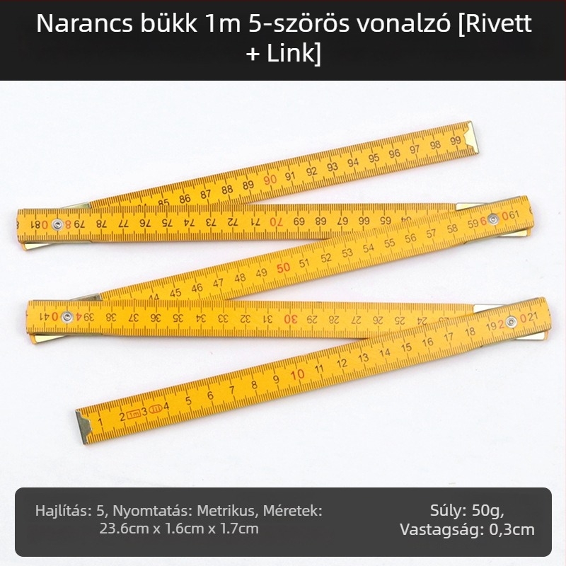 QITE Fa hajtogatható vonalzó, szokatlan alakú, kétoldalas metrikus skála, centiméteres vonalzó, Nettó tömeg 105 g