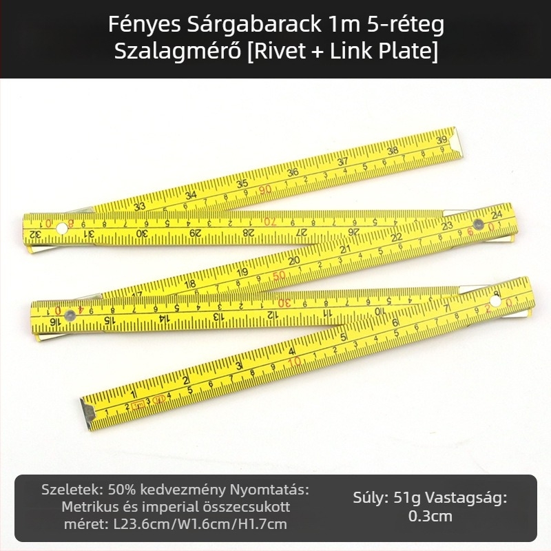 QITE Fa hajtogatható vonalzó, szokatlan alakú, kétoldalas metrikus skála, centiméteres vonalzó, Nettó tömeg 105 g