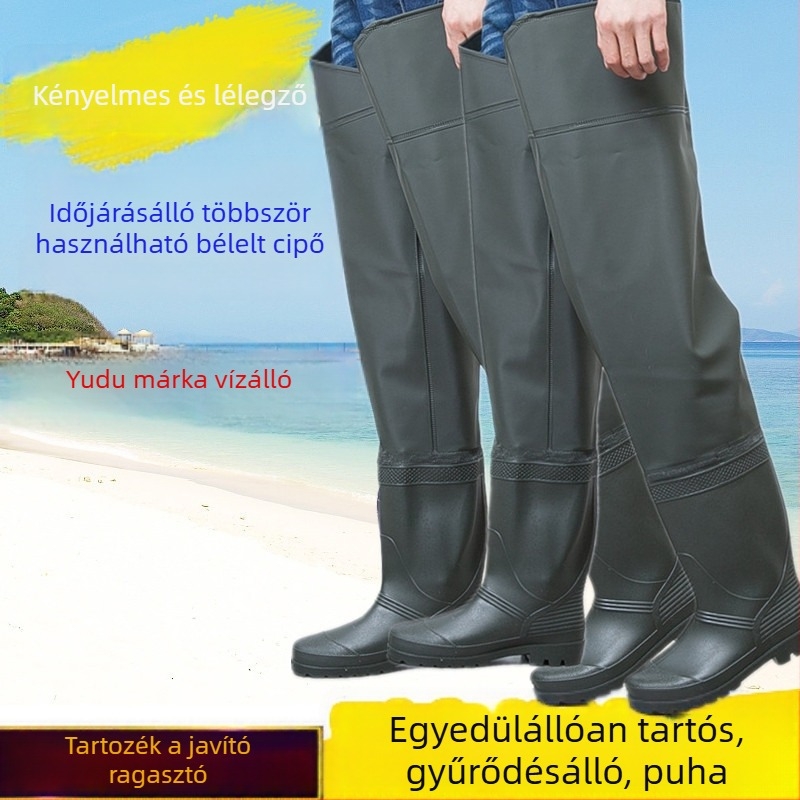 PVC esőcsizmák térd fölé felnőtteknek, uniszex, kopásálló