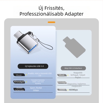 OTG Type-C USB 3.0 adapter, USB pendrive konverter Type-C eszközökhöz