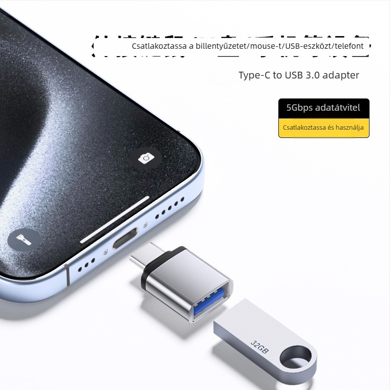 OTG Type-C USB 3.0 adapter, USB pendrive konverter Type-C eszközökhöz