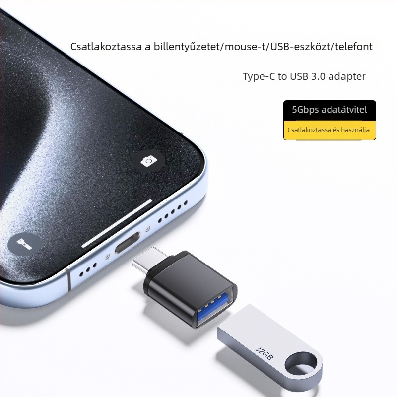 OTG Type-C USB 3.0 adapter, USB pendrive konverter Type-C eszközökhöz