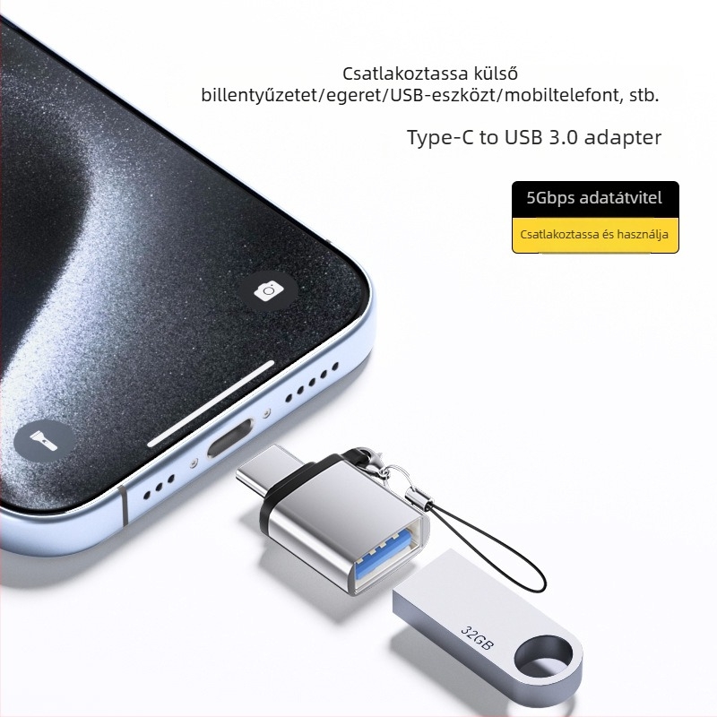 OTG Type-C USB 3.0 adapter, USB pendrive konverter Type-C eszközökhöz