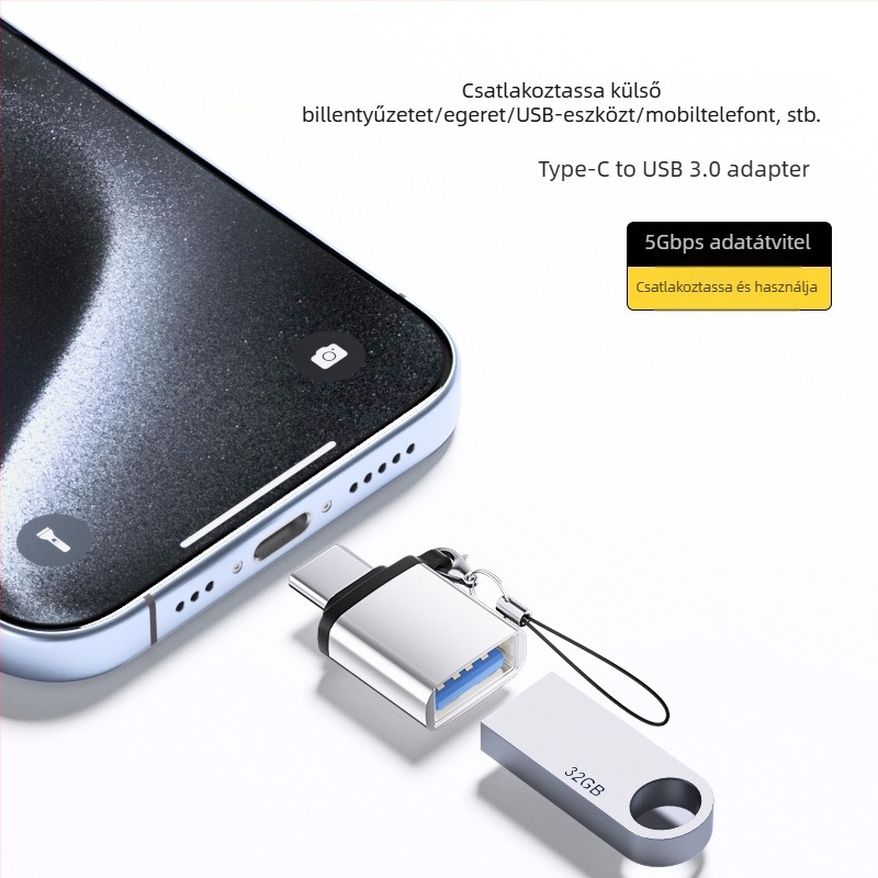 OTG Type-C USB 3.0 adapter, USB pendrive konverter Type-C eszközökhöz