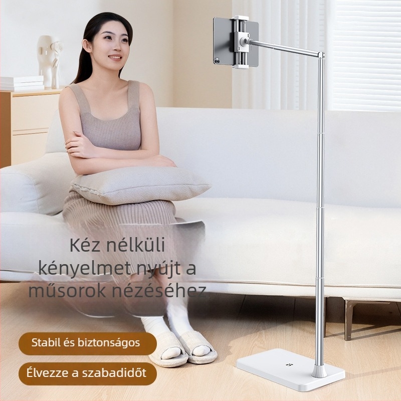 Padlón álló tartó telefonok és tabletekhez, állítható magassággal és karhosszal – univerzális, ötvözet + ABS