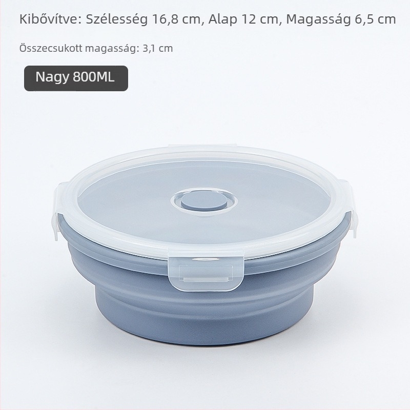 Szilikonból készült összecsukható ebédes doboz, élelmiszer-minőségű kör alakú tartály, mikróbarát, hordozható, kültéri, iroda és konyha