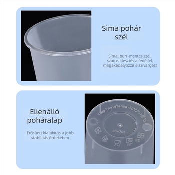 Egyszer használatos műanyag tej-tea pohár fedővel, PP anyag, 360–700 ml kapacitás, ovális forma, testreszabható nyomtatás