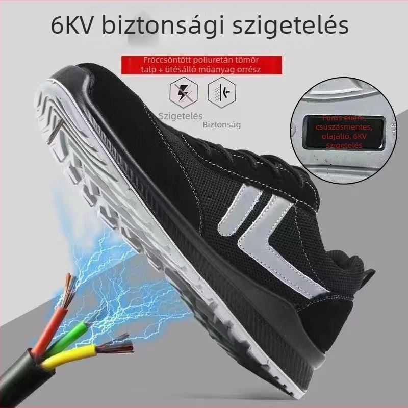 Nyári, lélegző, könnyű munkavédelmi cipő, ütés- és átszúrás elleni védelem, kültéri építkezési területre, férfiaknak, ütközés elleni védelem