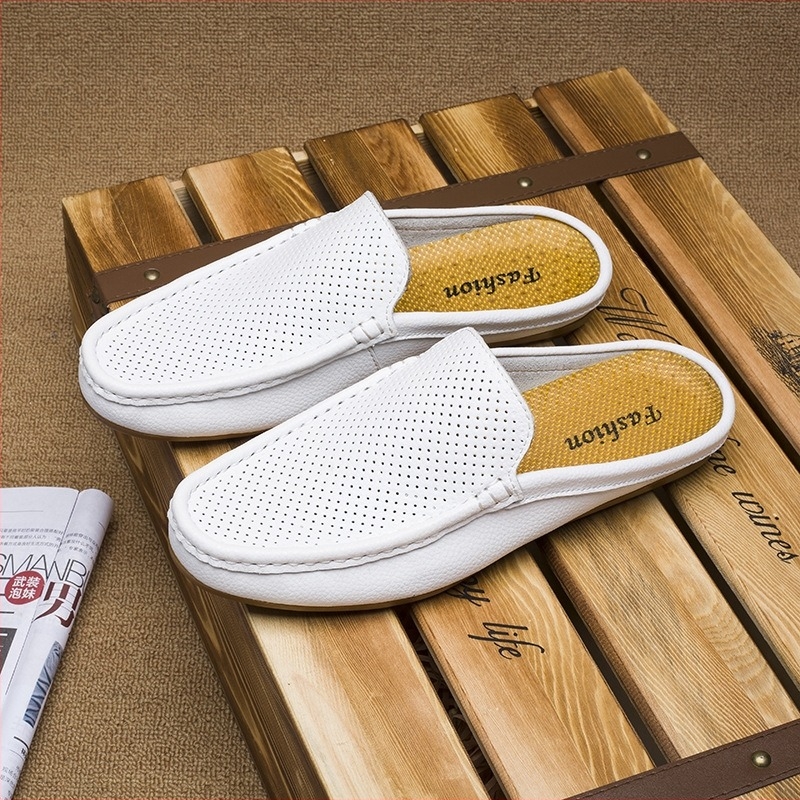 Férfi kényelmes slip-on cipő bőrből – kerek orr, gumírozott talp, 2022 nyári bemutató