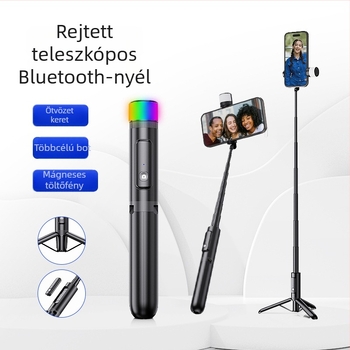 Buffy Bluetooth Szelfi Bot Antivibrációval, Világító Fénnyel és Alumínium Tripod Telefonhoz