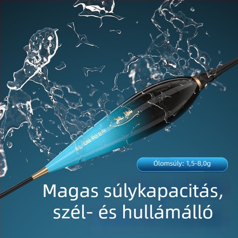 Függőleges sodrású világító úszó, amely akasztásnál megváltoztatja a színét — nagy láthatóság nap és éjjel, hosszú dobások, kompozit anyag