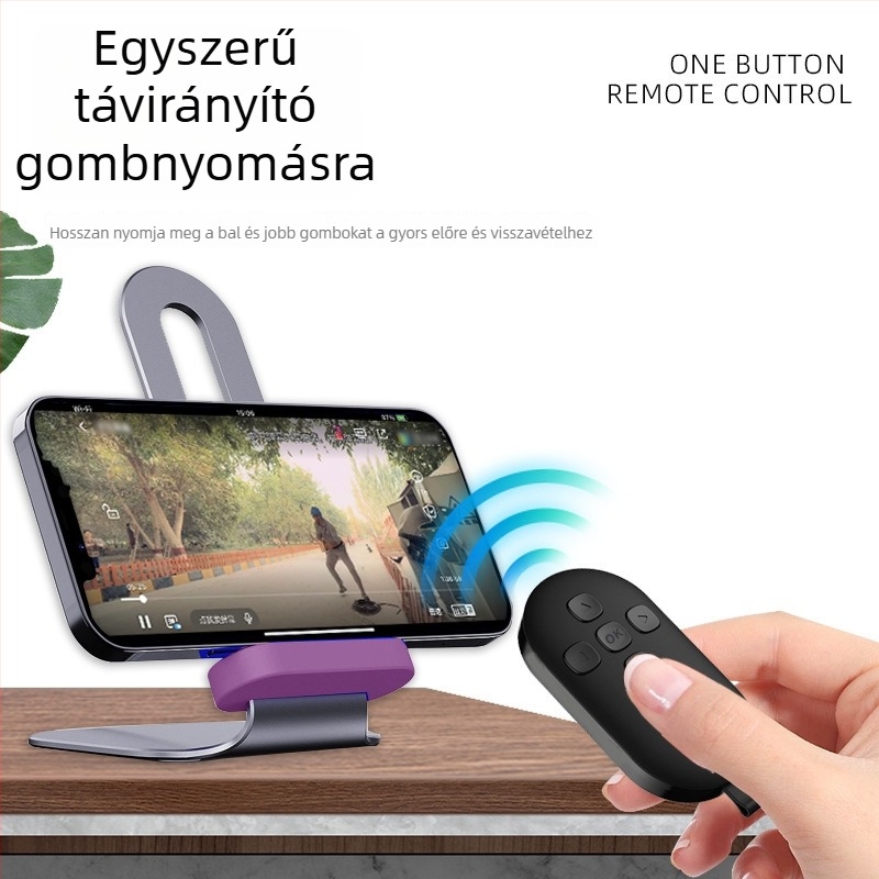 Bluetooth távirányító oldalpörgető és egy gombnyomásos selfie funkcióval — DY08, 200mAh, USB-C, 15 m hatótávolság, matt ABS, Android/iOS kompatibilis