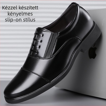 Férfi bőrcipő — slip-on, alacsony bokaszár, bőr orrtok, tehénbőr felsőrész, gumitalp