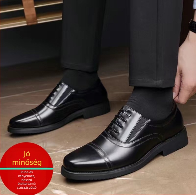 Férfi bőrcipő — slip-on, alacsony bokaszár, bőr orrtok, tehénbőr felsőrész, gumitalp