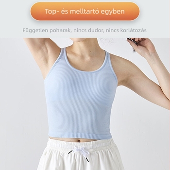 Jóga felső‑vest 3/4 kosárral, formázott kosár, levehető nyakpánt, fő anyag 90% nylon, bélés 10% nylon