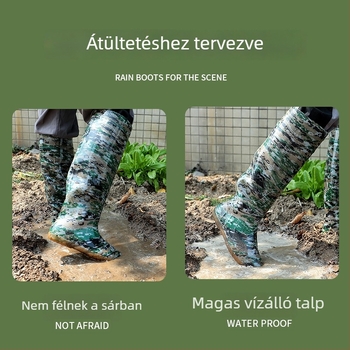  Rizsföldi esőcsizmák, magas cső, uniszex, PVC felső rész, gumí talp, csúszásmentes, PU talpbetét