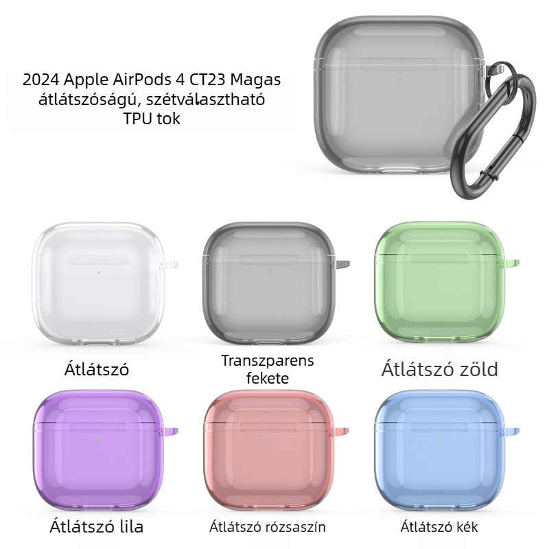 AirPods 4 tok - átlátszó TPU, injekciós öntés, univerzális (Modell: 34286993258)